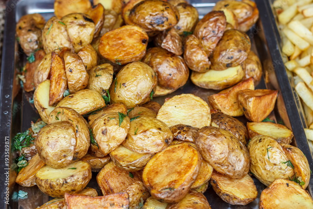 Vegetarian skewers with potatoes cooked on the grill. Vegetarian skewers with potatoes cooked on the grill.