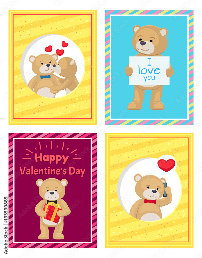 I Love You and Me Teddy Bears Vector