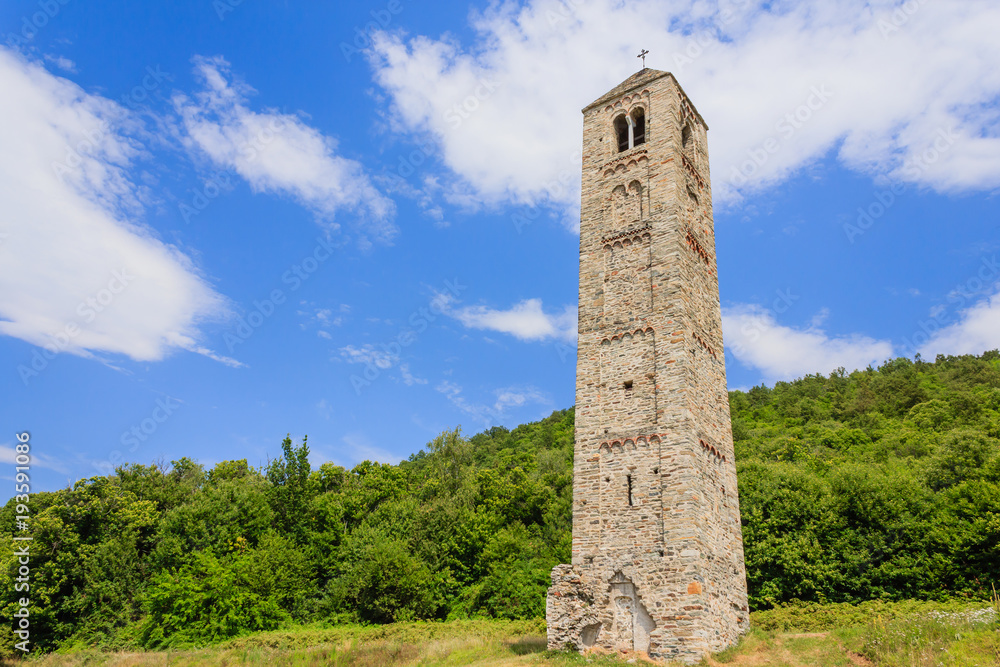the solitary medieval stone bell tower of Saint Martin called 