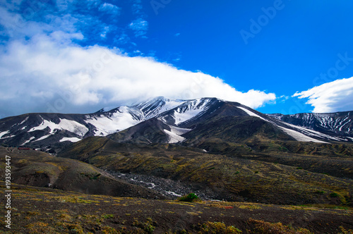 Volcanic landscape. Avachinsky Volcano - active volcano of Kamchatka Peninsula. Russia, Far East.