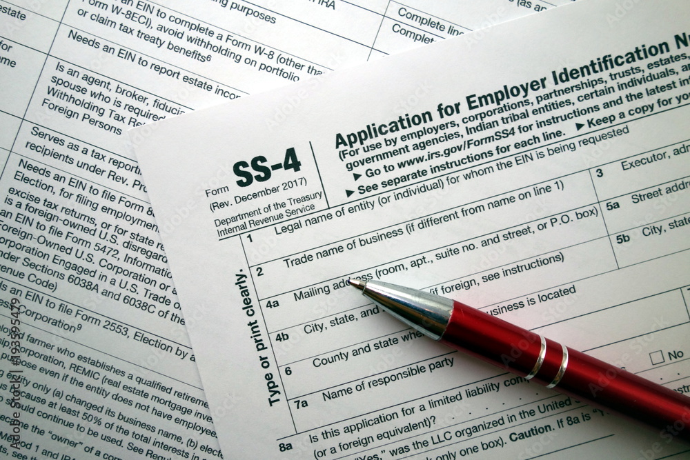 SS-4 form - application for employer identification number SS-4 form - application for employer identification number