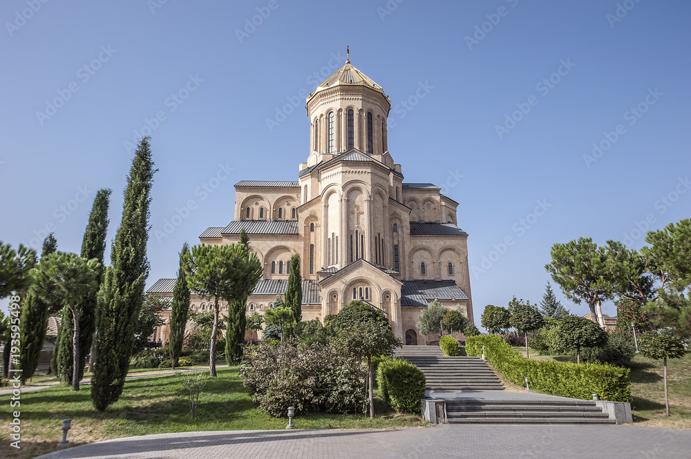 Georgia, Tbilisi. The main cathedral of the Georgian Orthodox Church Temple Tsmind Sameba (Holy Trinity).
