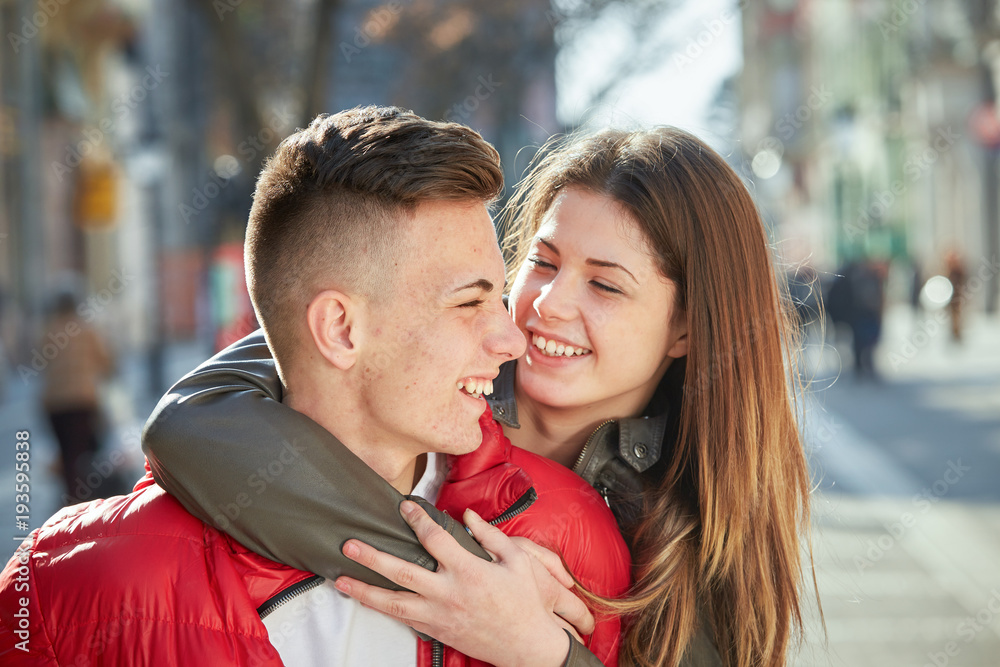 Fototapeta premium young couple lovers in spring