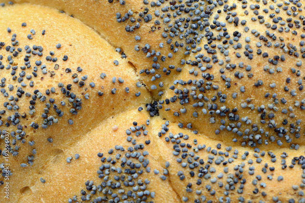 tasty poppy seed bread roll in close-up full frame tasty poppy seed bread roll in close-up full frame