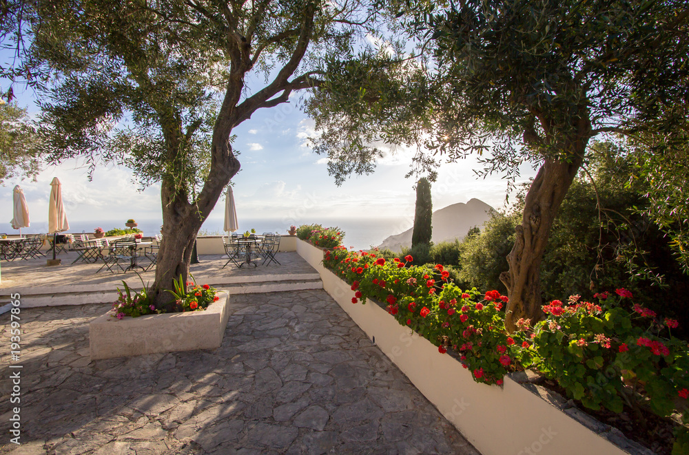 Restaurant with panorama view, Corfu, Greece