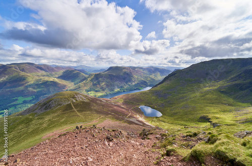 Obraz na płótnie Views of Lake Buttermere & Bleaberry Tarn on route to the summit w salonie
