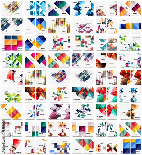 Mega collection of 100 business annual report brochure templates, A4 size covers created with geometric modern patterns - squares, lines, triangles, waves