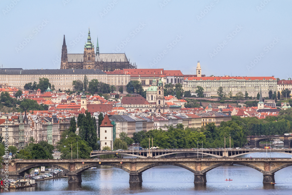 Aerial view of the Old Town and Charles Bridge in Prague, Czech Republic