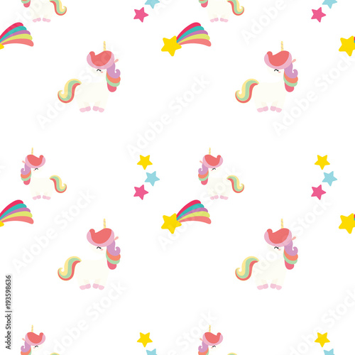 seamless cute unicorn pattern vector