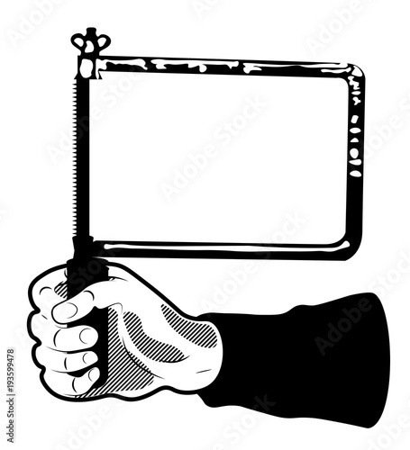 Vintage logo with hacksaw