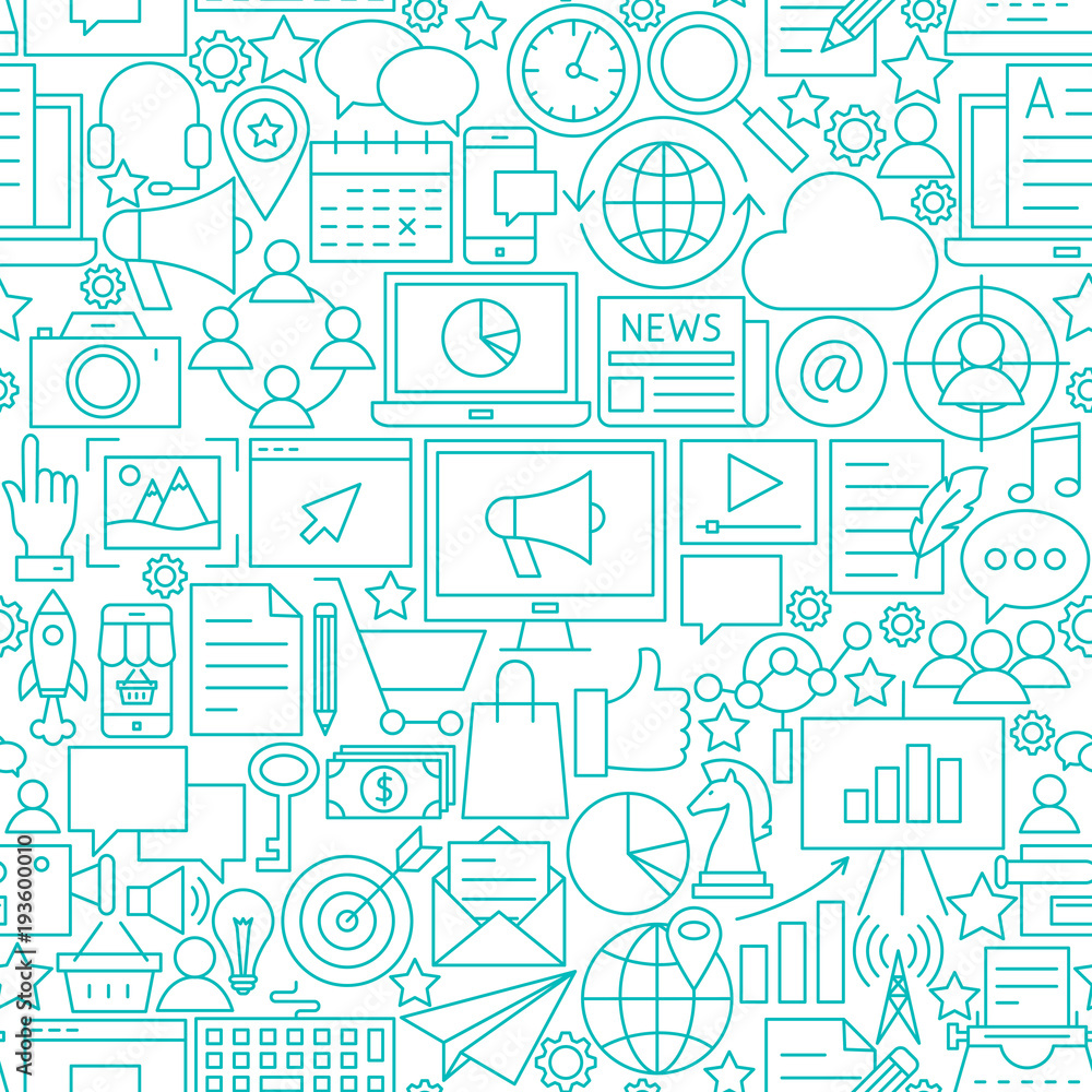 Marketing White Line Seamless Pattern Marketing White Line Seamless Pattern