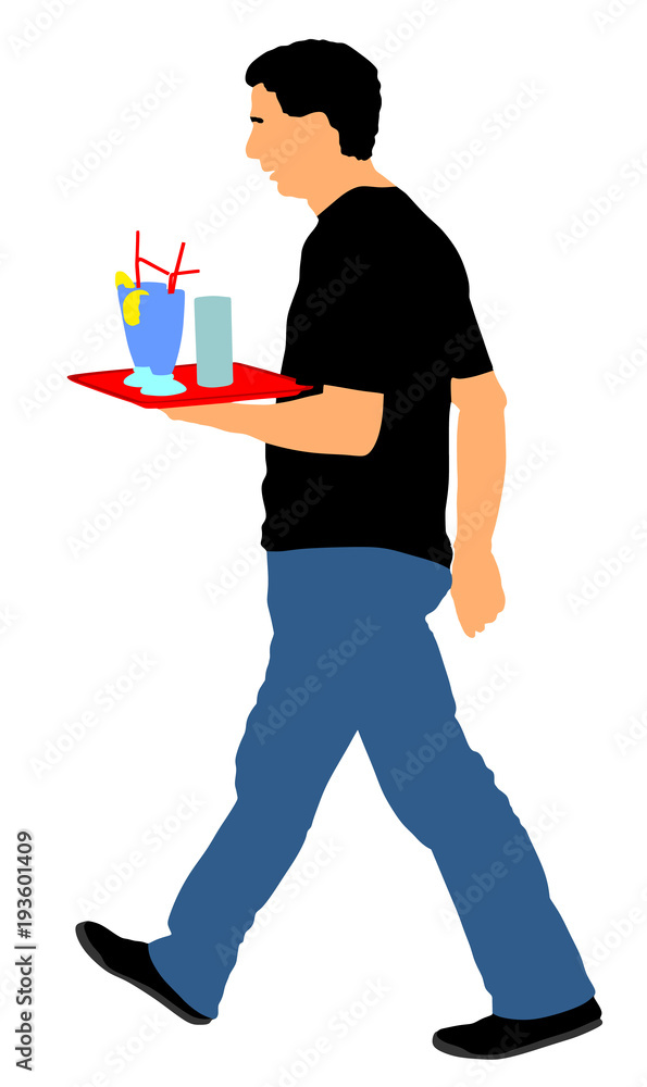 Barmen, waiter with full trays, vector illustration on the white background. Servant in restaurant taking orders. Barmen, waiter with full trays, vector illustration on the white background. Servant in restaurant taking orders.