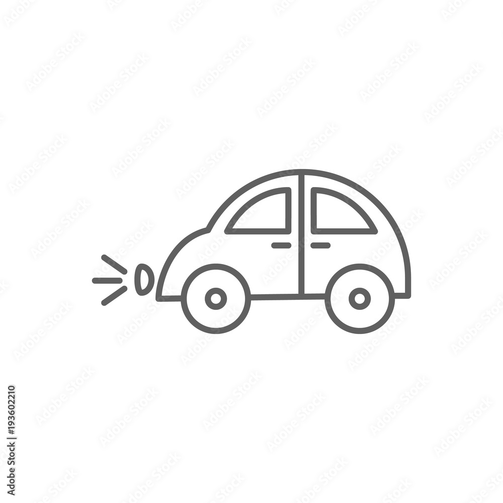 Naklejka premium Retro Style Car With Turned on Headlights Outline Vector Icon