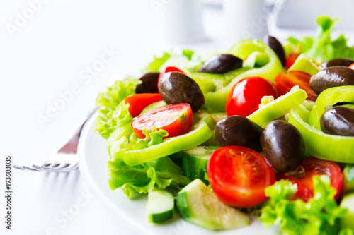 Mediterranean salad with olives and peppers