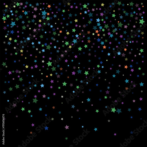 Glitter Vector Falling Stars Pattern. Carnival Festival Confetti Celebration Border. Christmas, New Year, Birthday, Music Firework. Modern Gift Voucher Glitter Vector Falling Stars Pattern.