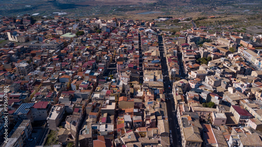 Aerial photo Italian town from above with small streets