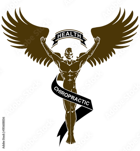 Black White Chiropractic Health Angel Man