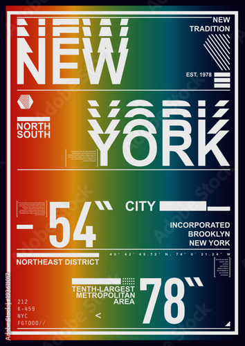 NYC / NEW YORK DISTRICT / Stock Vector Illustration: T-Shirt Design / Print Design