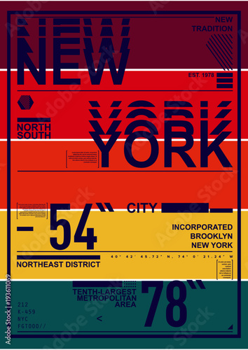 NYC / NEW YORK DISTRICT / Stock Vector Illustration: T-Shirt Design / Print Design