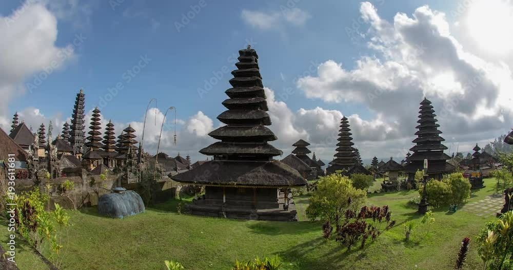 timelapse of temple Pura Besakihin bali with clouds passing by on a sunny day timelapse of temple Pura Besakihin bali with clouds passing by on a sunny day