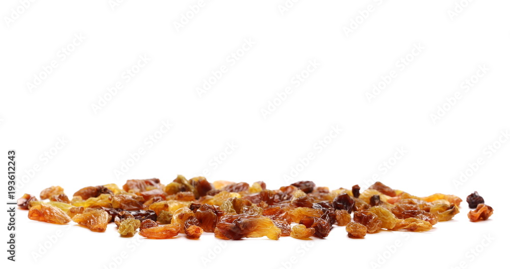 Pile raisins isolated on white background Pile raisins isolated on white background