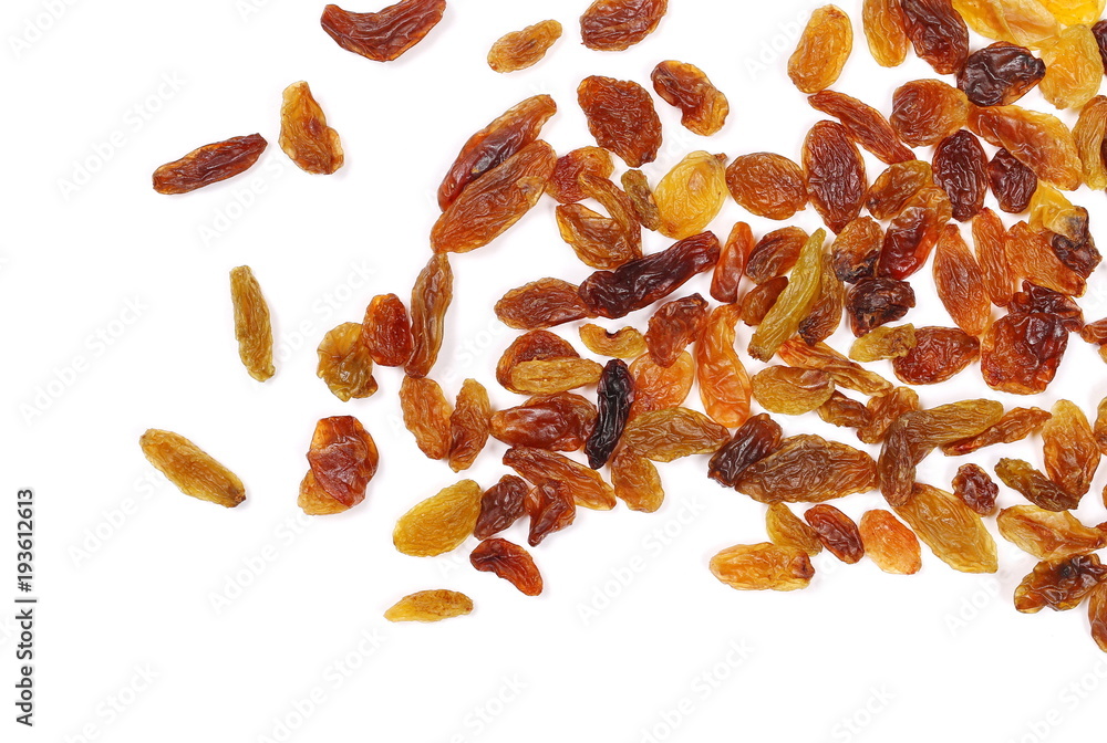 Pile raisins isolated on white background Pile raisins isolated on white background