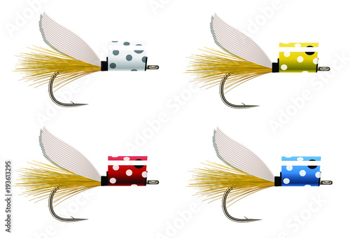 Fly fishing popper lure set