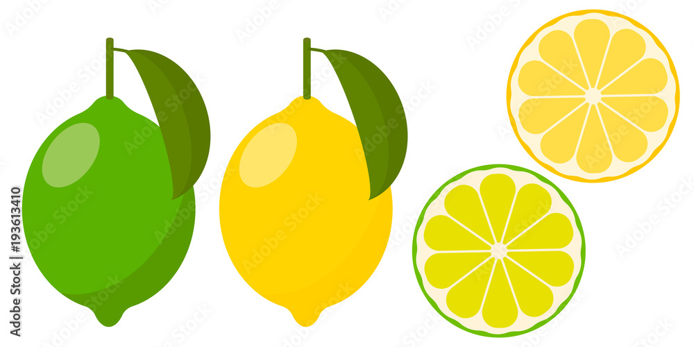 Icon lemon and lime, vector.
