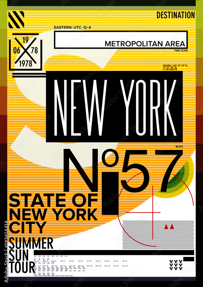 Naklejka premium NYC / NEW YORK DISTRICT / Stock Vector Illustration: T-Shirt Design / Print Design
