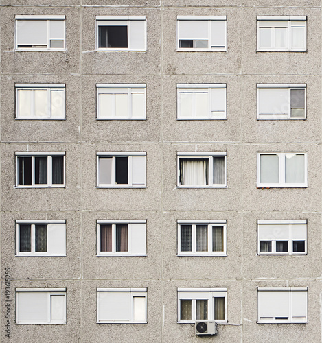 Typical old panel apartment with a lot of windows from Budapest, Hungary, as a texture or for background