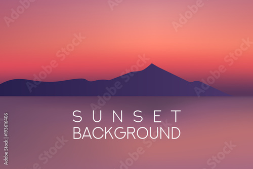 horizontal wide sunset mountain landscape blurred background. Sunset and sunrise sea blurred background.