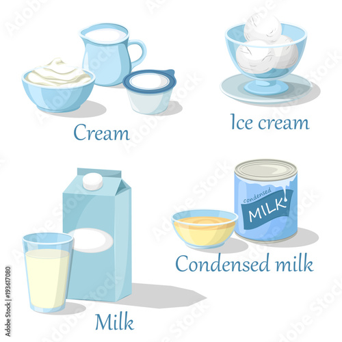 Ice cream and cream, condensed milk or kefir