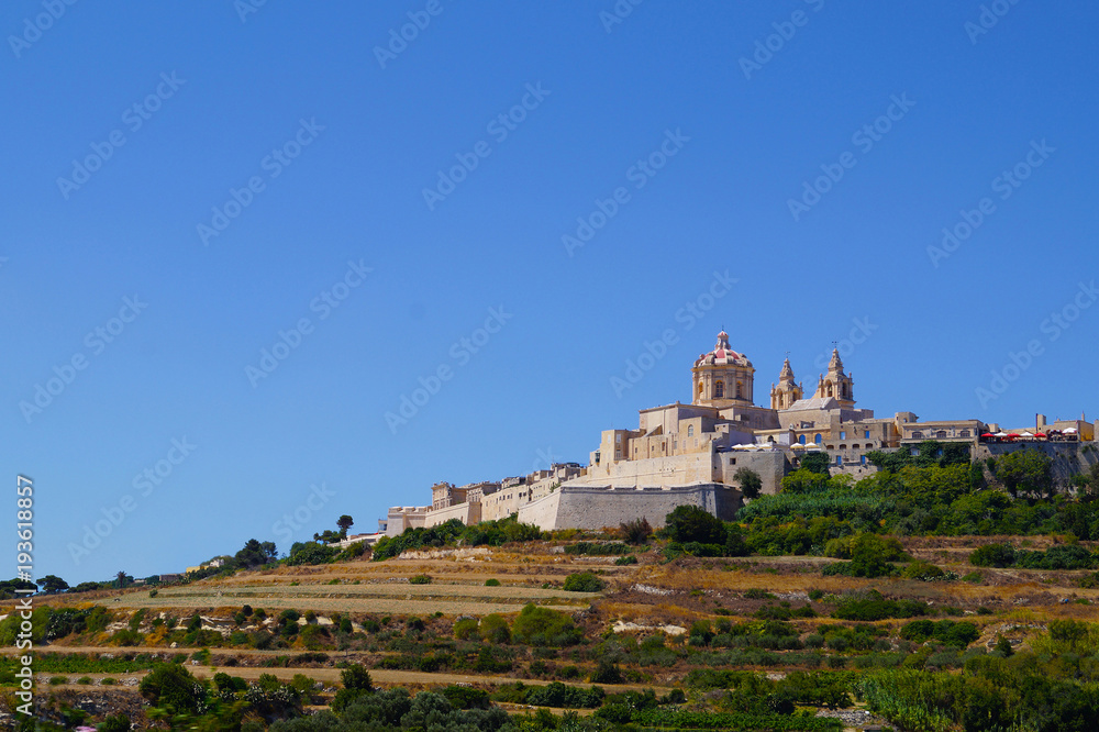Scenic view on historical town of Mdina in Malta at sunny day