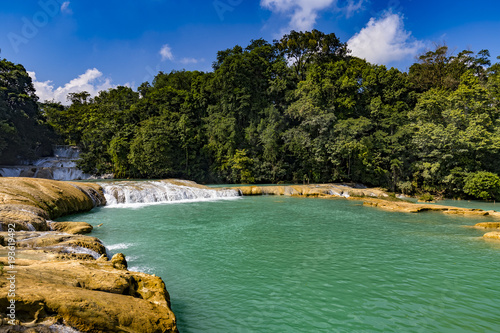 Mexico. The Agua Azul cascades ("Blue-water Falls", located in the southern state of Chiapas) - the largest cataracts