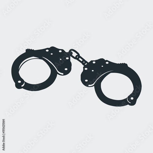 Icono plano grilletes de policia en fondo gris