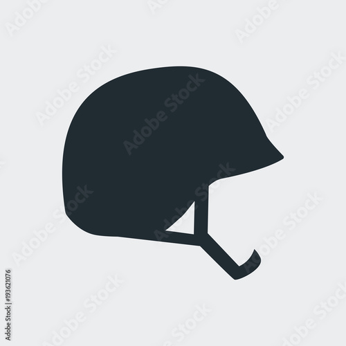 Icono plano silueta casco militar en fondo gris