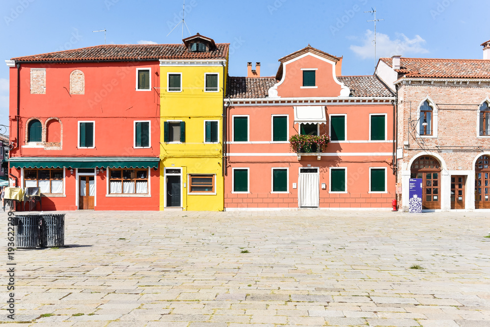 Square and Colorful Houses in Burano, Venice, Italy 
