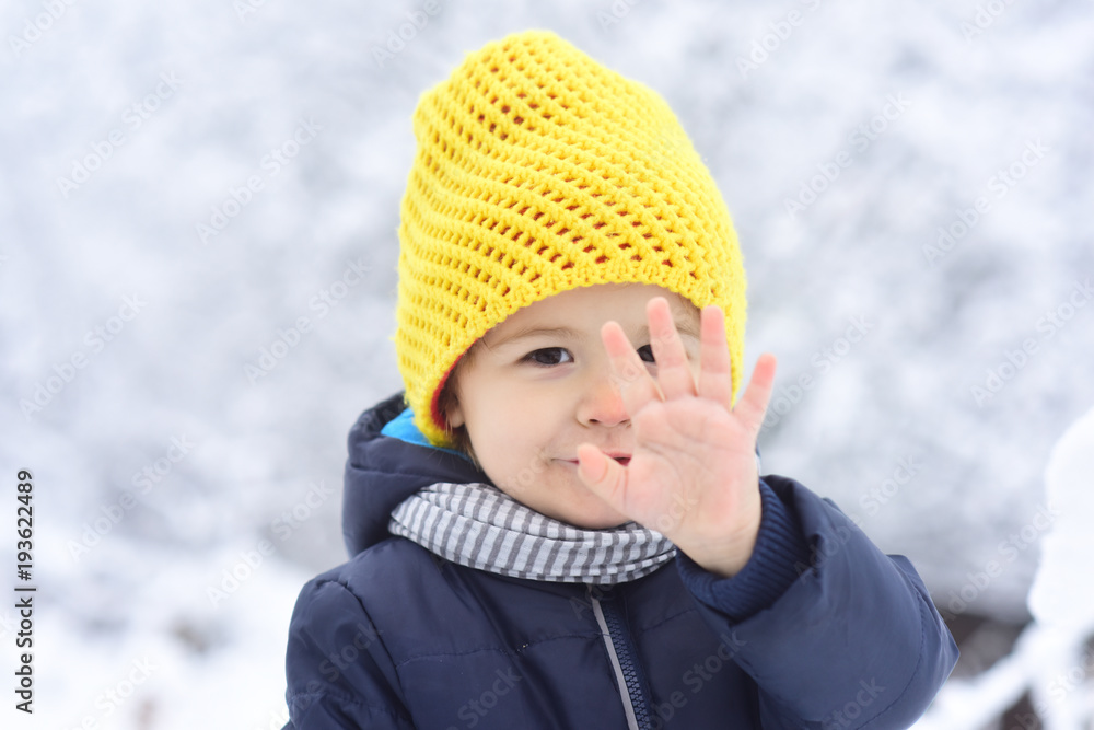 Hello, child waving hand Hello, child waving hand