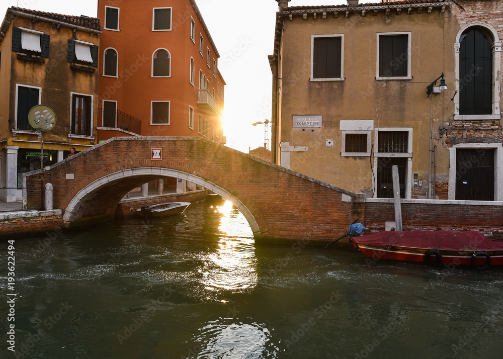 Bridge and Sunset in Venice, Italy 