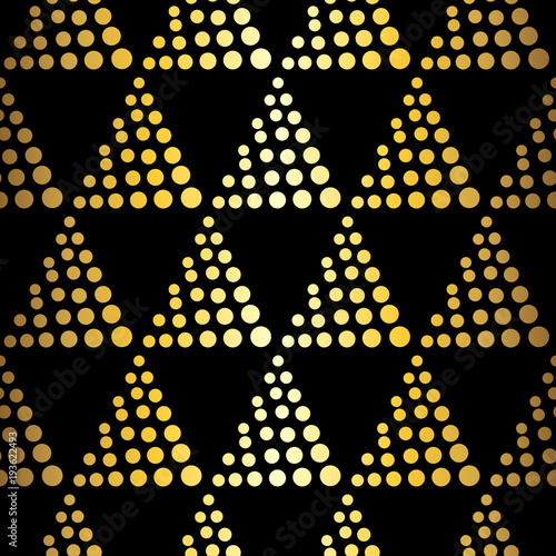 Triangle points.Golden sequins. Splashes of shining particles. A tool with gold drops. A rich background. A vector illustration. photo