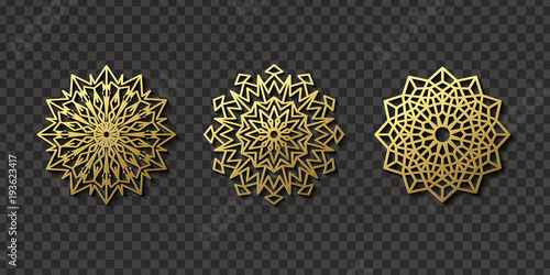 Vector realistic isolated arabic ornament pattern for decoration and covering on the transparent background. Concept of east motif and culture.