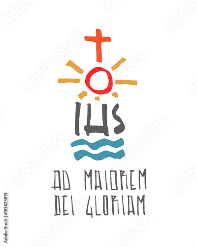 Religious symbols and phrase illustration