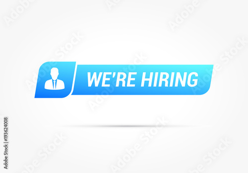 We're Hiring Businessman Label