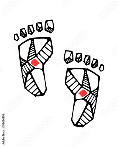 Jesus Christ feet ink illustration