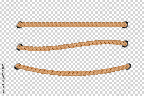 Vector realistic isolated rope for decoration and covering on the transparent background. photo