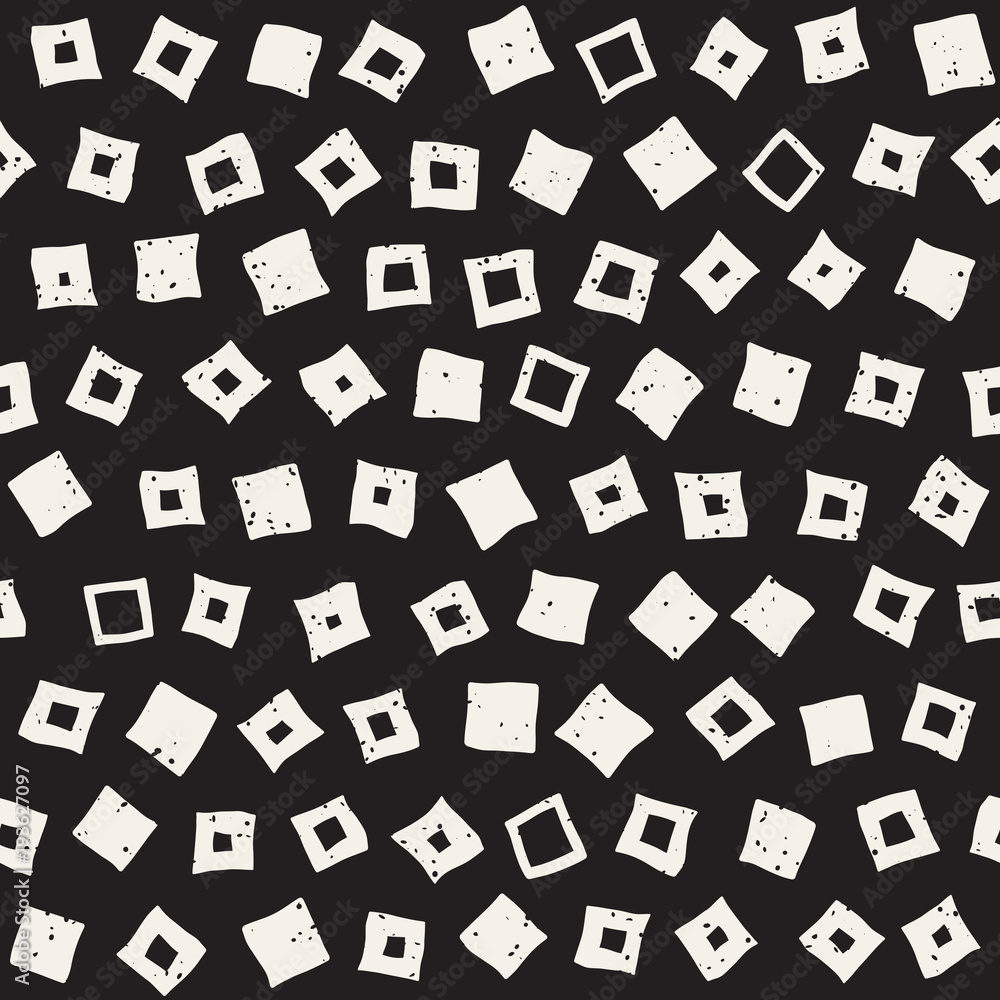 Hand drawn black and white ink abstract seamless pattern. Vector stylish grunge texture. Monochrome geometric scattered shapes Hand drawn black and white ink abstract seamless pattern. Vector stylish grunge texture. Monochrome geometric scattered shapes