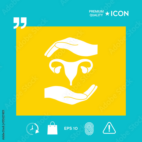 Hands holding Female uterus - protection symbol