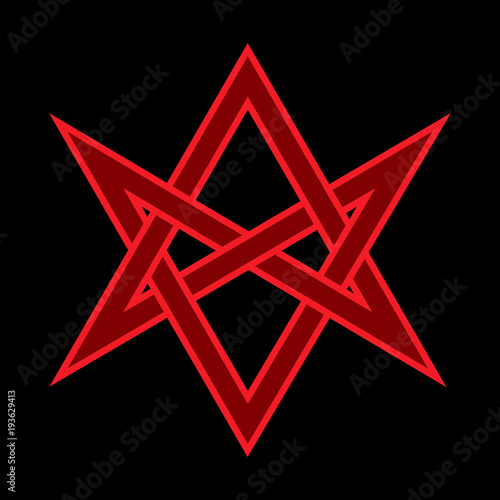 The Horns of Asmodeus, or The Horned Head (symbol of The Horned God), «Hexagrammum Mysticum» (unicursal hexagram) — Mystic Occult Sign of Black Magic and Illuminati.