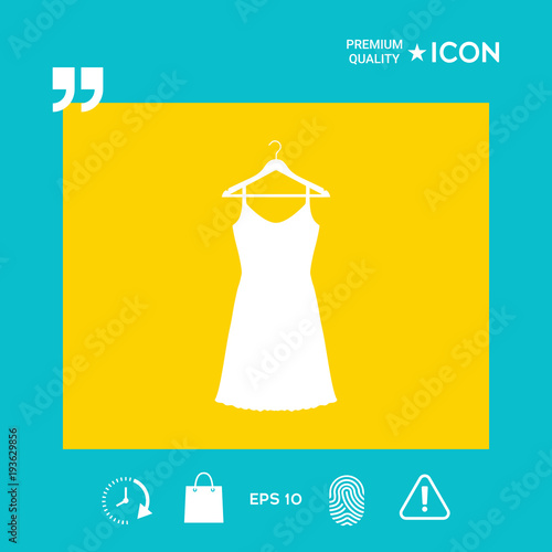 Sundress, Evening dress, combination or nightie on the wardrobe hanger , the silhouette. Menu item in the web design