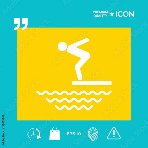 Swimmer on a springboard, Jumping into the water - icon
